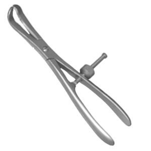 Bone Holding Forceps Reduction Curved Serrated Jaws with Speed Lock 6.75″